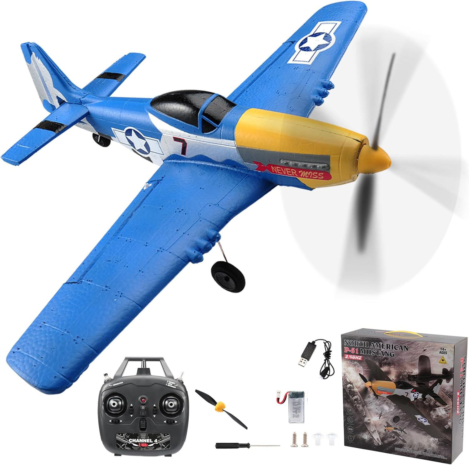 P51 Mustang RC Plane 2.4G 4CH  - Model Kit Spitfire ulasan dan harga
